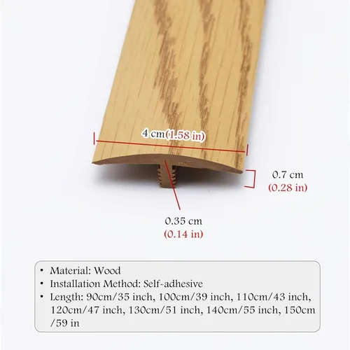 Vista 2 de Tira de transición de suelo de madera con moldura en T, flauta reductora de puerta para cocina, dormitorio, balcón, protector de borde de alfombra