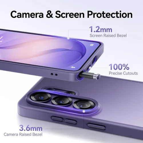 Vista 8 de CASEKOO - Carcasa para Samsung Galaxy S26 Ultra de 6.9" violeta Camera Guard, 16FT Military Protection, Anti-Fingerprint, Slim Matte Translucent