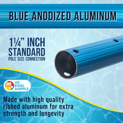 Vista 4 de U.S. Pool Supply Poste telescópico de piscina de 10 pies – Red de aluminio para piscina, rastrillo, cepillo, mango de cabeza al vacío, adjunta