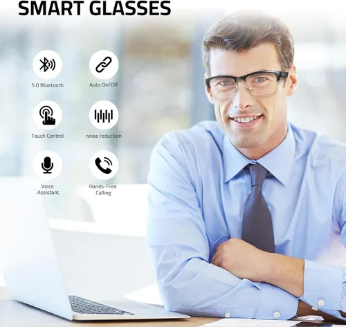 Vista 2 de Lentes inteligentes para hombres y mujeres, gafas Bluetooth con audio de oreja abierta