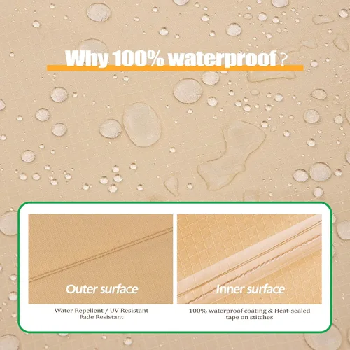 Vista 5 de F&J Outdoors Fundas para muebles de patio, impermeables, resistentes a los rayos UV, tela antidesgarros, cubierta para mesa de exterior, cubierta