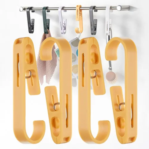 Vista 13 de iBetterLife Alfileres de ropa resistentes para exteriores, 8 ganchos grandes para ropa sucia con clips, abrazaderas organizadoras de armario