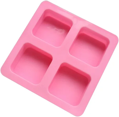 Vista 2 de HERCHR Molde de silicona para brownies, molde cuadrado antiadherente de 4 cavidades, molde de caramelo de chocolate, molde de mousse para hornear
