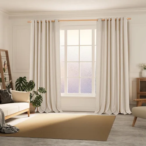 Vista 262 de BGment Cortinas de Lino Beige de 63 Pulgadas de Largo 2 Paneles - Tratamientos para Ventanas con Textura de Arpillera Filtrantes de Luz Cortinas B
