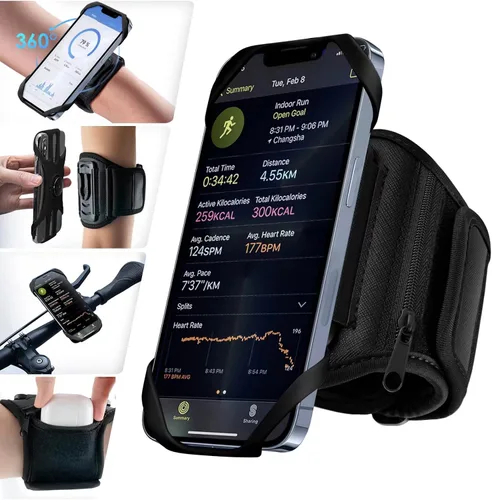 Vista 10 de Cikyner Brazalete deportivo 3 en 1, giratorio de 360° y desmontable G4Negro