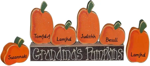 Vista 6 de Juego de letreros personalizados de bloques de calabaza con chispeantes para Halloween, bandeja escalonada, decoración de chimenea, regalo familiar