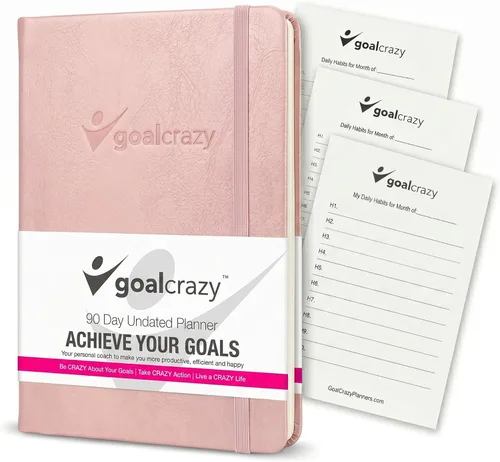 Vista 12 de Goal Crazy - Agenda sin fecha, diario guiado de 90 días, organización semanal, seguimiento de hábitos de productividad, de inspiración