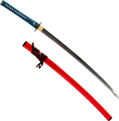 Vista 9 de HMS Samurai Katana Sword, Practical, Hand Forged, 1045 Carbon Steel, Heat Tempered/Clay Tempered, Full Tang, Sharp, Scabbard Blanco-dragón-951A