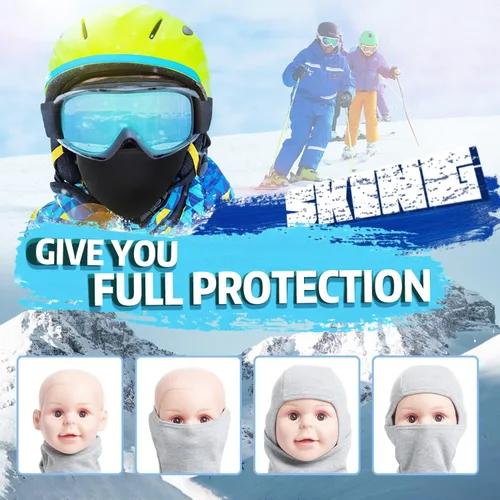 Vista 3 de KOOLSOLY Pasamontañas para niños, gorro de invierno, calentador facial para clima frío, máscara de esquí para niños y niñas