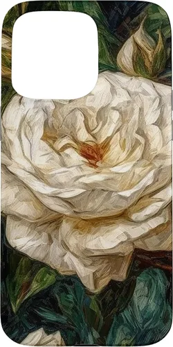 Vista 28 de iPhone 16 Van Gogh Art White Flower White Roses Case