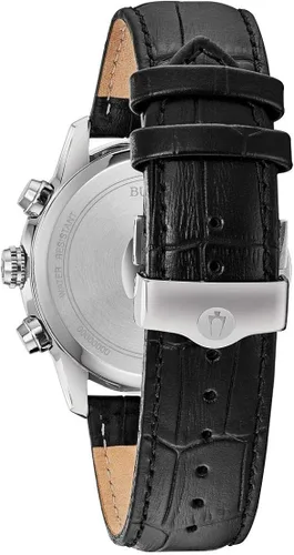 Vista 3 de Bulova Men's Classic Sutton 6-Hand Chronograph Calendar Big Date Leather Strap Quartz Watch, Domed Mineral Crystal, 44mm