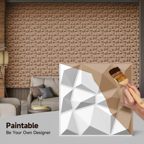 Vista 3 de INMOZATA Paneles de pared 3D para decoración de pared interior, paquete de 33 paneles decorativos de pared de 12 x 12 pulgadas con diamantes, panel