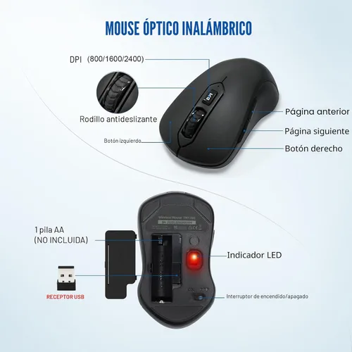Vista 5 de Combo de teclado y ratón inalámbricos, teclado inalámbrico de tamaño completo de 2.4GHz con cómodo reposa muñecas y ratón óptico inalámbrico