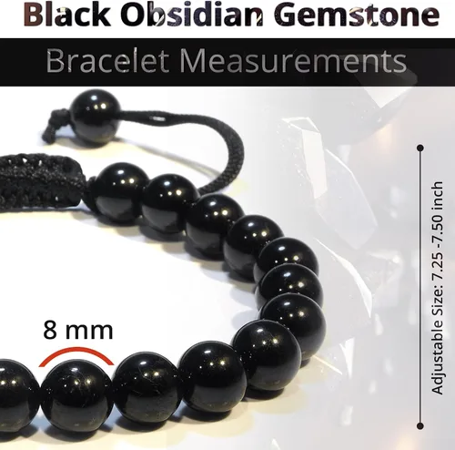 Vista 239 de Adjustable Crystal Bracelet – Gemstone Bead Bracelet with Adjustable Macrame String – Chic Gemstone Bracelet for Men and Women – 8mm Round Healing