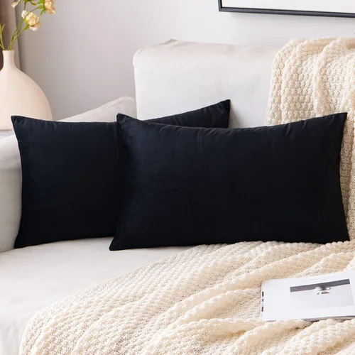 Vista 48 de EMEMA - Paquete de 2 fundas de almohada de terciopelo decorativas, fundas de cojín cuadradas suaves y sólidas para sofá, dormitorio, silla, Verde