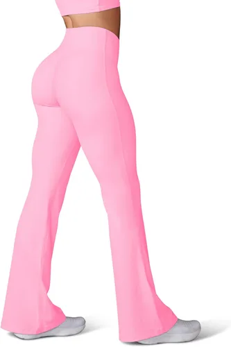 Vista 15 de HEGALY Pantalones de yoga acampanados para mujer, leggings cruzados, suaves, de cintura alta, pantalones casuales de entrenamiento con corte de bota