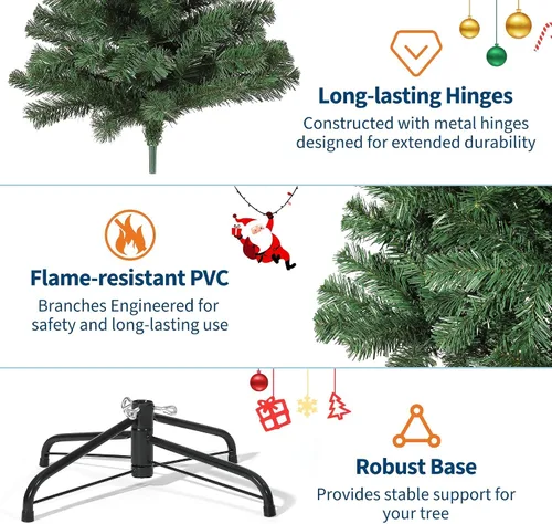 Vista 5 de Árbol de Navidad preiluminado de 6 pies con 210 luces Verde-clásico