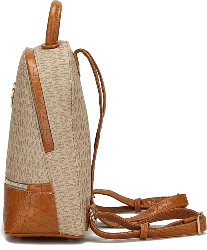 Vista 4 de MKF Collection Mochila para mujer, bolsa de viaje de cuero vegano con asa superior