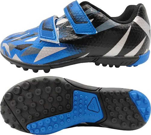 Vista 2 de Zapatos de fútbol de césped para niños y niñas, tacos de fútbol con correa ajustable de velcro (bebéniño pequeño)