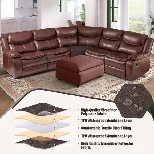 Vista 4 de KinCam Fundas impermeables para sofá modular reclinable, fundas de sofá reclinable de gran tamaño para sofá en forma de L, funda de sofá Chocolate