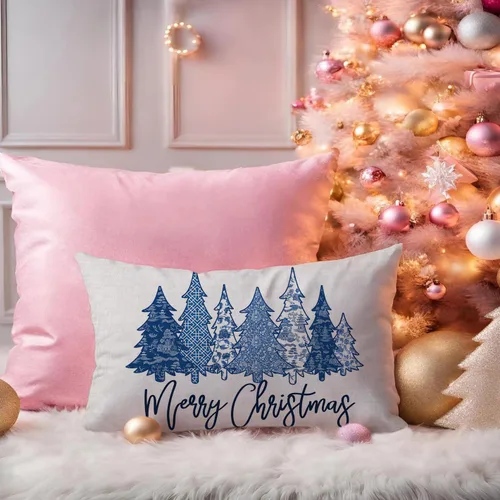 Vista 5 de Funda de almohada de Navidad de 20 x 12 pulgadas, diseño de árboles de invierno, fundas de almohada decorativas de granja para sofá, decoración