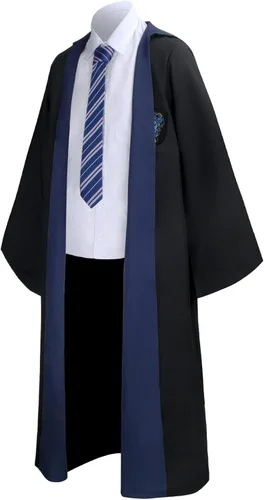 Vista 2 de Disfraz escolar de mago para niños bata de mago prestigio con capucha capa para Halloween cosplay disfraz de bruja