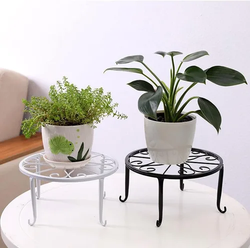 Vista 5 de Tosnail Paquete de 4 soportes de metal para plantas, estante de soporte para macetas, soportes para macetas, soporte para macetas de hierro