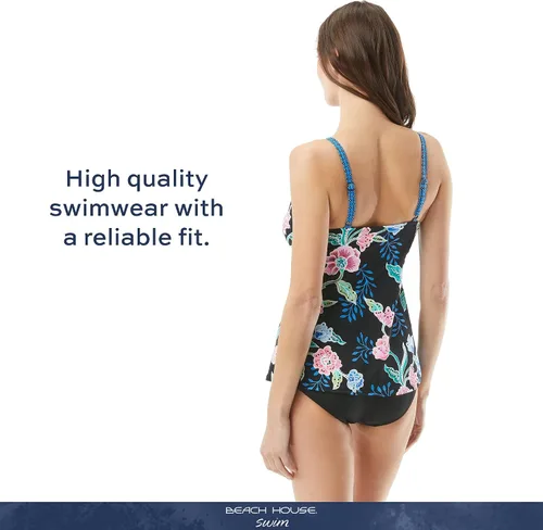 Vista 5 de BEACH HOUSE Blair High Neckline Tankini Top Lycra, UPF, Chlorine Resistant Swim Top