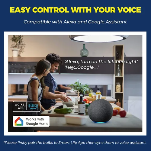 Vista 4 de Lightinginside - Bombillas inteligentes de 60 W equivalentes, bombilla WiFi inteligente compatible con Alexa/Google Assistant/Smart Life, A19 E26