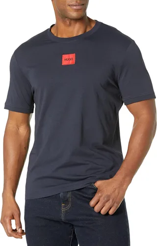 Vista 17 de Hugo Mens Ribbed Crew Neck Regular Fit Center Logo T-Shirt Blanco (Chalk White)