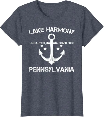 Vista 63 de Playera divertida de Lago Harmony Pennsylvania para acampada o pesca Negro