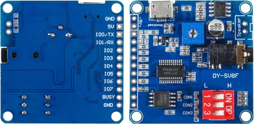 Vista 5 de 2 unids placa de módulo de reproducción de voz reproductor de MP3 Módulo de voz de música, 5W 64MBit Flash Serial Control SD/TF Tarjeta IO
