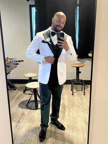 Vista 3 de Wangyue Traje de 3 piezas para hombre, traje ajustado para boda, graduación, esmoquin, trajes formales de negocios, blazer, chaleco y pantalones