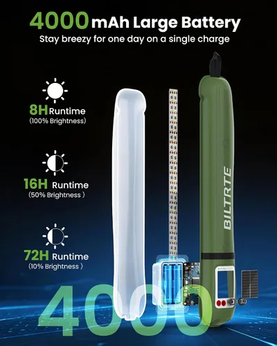Vista 6 de Luces solares para campamento recargables, 4 modos de iluminación, lámpara inflable impermeable IP66 para senderismo, mochileros, supervivencia