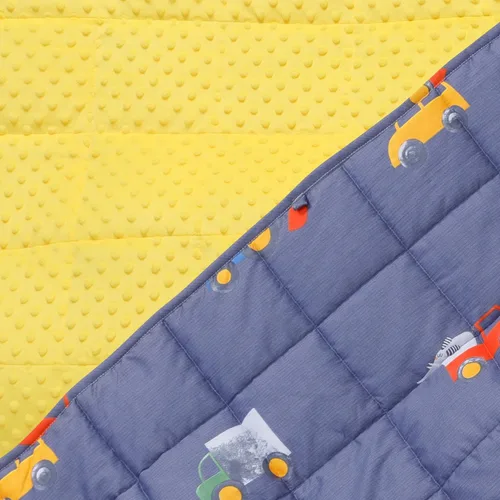 Vista 8 de Uttermara Manta con peso de 3 libras, forro polar minky ultra acogedor y lado de algodón con patrones de dibujos animados, manta pesada reversible