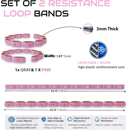 Vista 2 de Elastic Yoga Stretching Strap with 11 Loops, 2 PCS Stretch Straps for Physical Therapy, Pilates Stretch Band, Leg Stretching Strap, Elastic Exercise