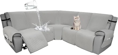 Vista 35 de Fundas de terciopelo 10% impermeables para sofá modular reclinable en forma de L, 1 pieza, fundas acolchadas para sofá reclinable esquinero, juego