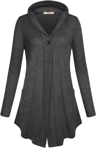 Vista 2 de Miusey Sudadera con capucha para mujer, diseño contemporáneo con parte delantera abierta, talla M 2X