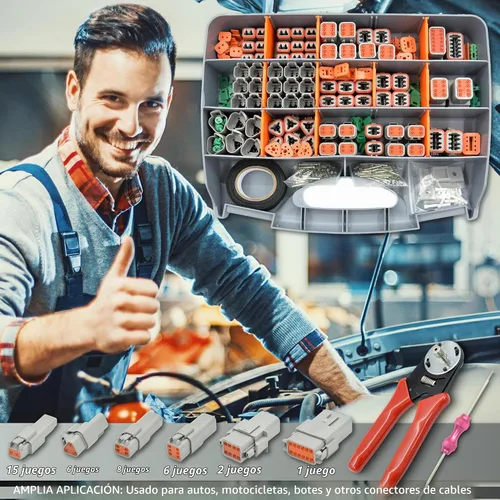 Vista 7 de Kit de conectores Deutsch DT de 482 piezas, 2 3 4 6 8 12 pines impermeables para conectores eléctricos automotrices, incluye herramienta de crimpado