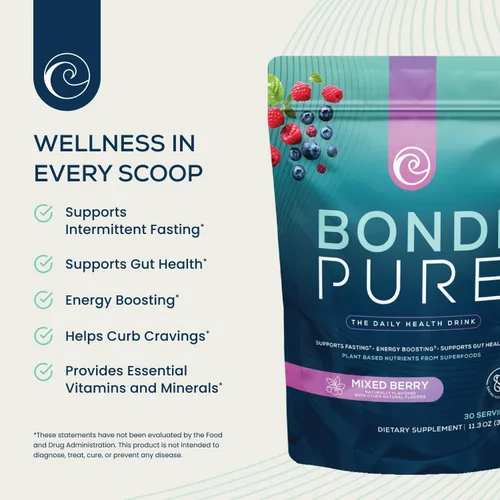 Vista 2 de Bondi Pure - Bebida diaria de salud y desintoxicación - Promueve la salud intestinal y el apoyo energético durante una limpieza o ayuno intermitente