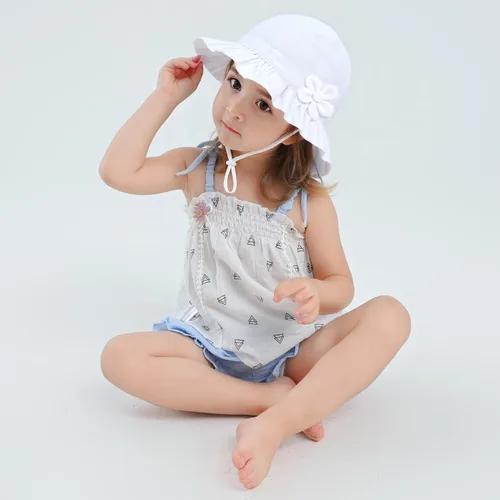 Vista 2 de Toddler Kids Baby Girl Sun Hat Floppy Cotton Summer Hat 50+ SPF Protective 04/Flor/Blanco