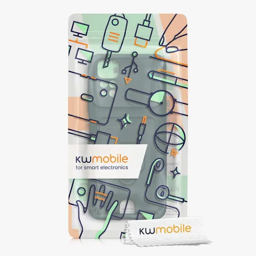 Vista 7 de kwmobile Funda de plástico compatible con Xiaomi Redmi Note 11 / Note 11S - Funda con soporte de metal con ranura para tarjetas - Verde musgo
