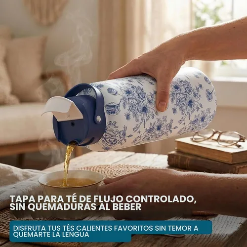 Vista 8 de Vaso de viaje con infusor de té con forro de cerámica de 32 onzas, infusor de acero inoxidable de micromalla, interior de cerámica de sabor puro