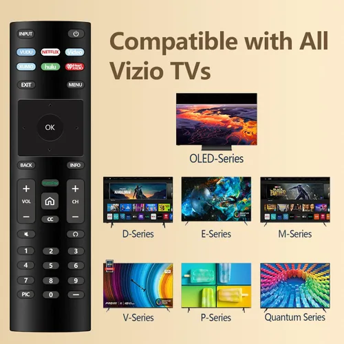 Vista 7 de Universal para control remoto Vizio TV, control remoto de repuesto para televisores inteligentes Vizio.