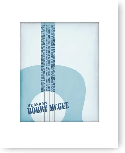 Vista 6 de Yo y Bobby McGee Song - Rock Blues Music Room Decor Lyric Art Print