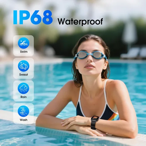 Vista 5 de Reloj podómetro, no requiere aplicación/teléfono, reloj de seguimiento de actividad física impermeable con monitor de frecuencia cardíaca, pantalla
