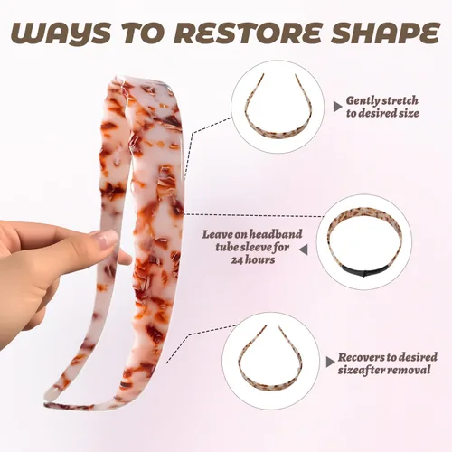 Vista 5 de Diademas de acetato para mujer - Diademas delgadas antideslizantes con dientes, diseño amigable con gafas, accesorios para el cabello estilo 90s