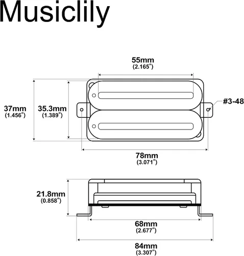 Vista 2 de Artec HXTN Super Power Pastilla Humbucker de Cerámica de Doble Cuchilla Hot Rail para Puente 16K para Guitarra Eléctrica Estilo Strat Tele, Negro
