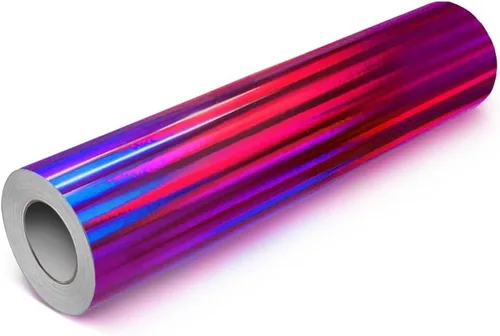 Vista 13 de VViViD DECO65 - Rollo de vinilo adhesivo permanente holográfico brillante cromado púrpura para manualidades (6 pies x 1 pie)