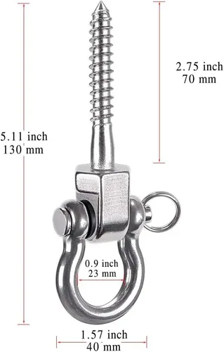 Vista 4 de BeneLabel Perchas de columpio resistentes, juego de 2 soportes de tornillo de acero inoxidable para sillas colgantes de interior y exterior